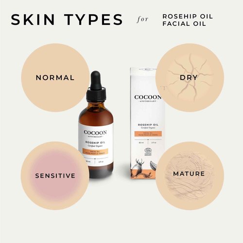 Cocoon Apothecary Rosehip Oil 2 fl oz - 100% Pure Facial & Rosehip Oil For Face, Ecocert Cosmos Organic, Nourish + Calm, Hydrate, Smooth Dry Irritated Skin, Rich in Antioxidants