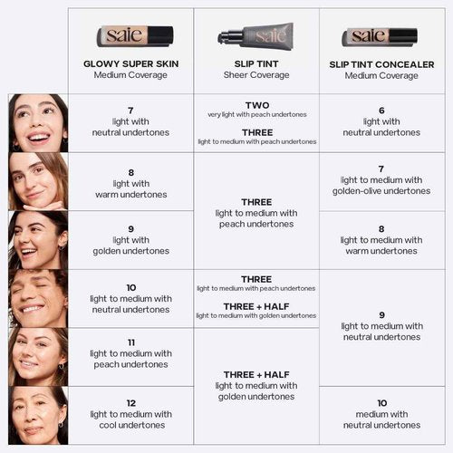 Saie Slip Tint Tinted Moisturizer with SPF 35 - Light Coverage, Glowy Skin Tint & Mineral Sunscreen for Face with Hydrating Hyaluronic Acid - Summer Makeup Essential - Shade Three (1.35 oz)