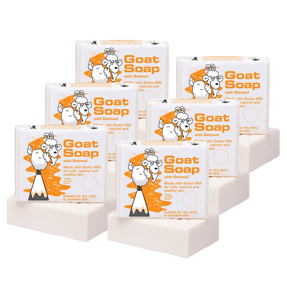 Goat Soap Value Six Packs - for Soft, Natural and Healthy Skin, Milk Body Soap Bar - 6 x 100g (3.5oz) Bars - Oatmeal