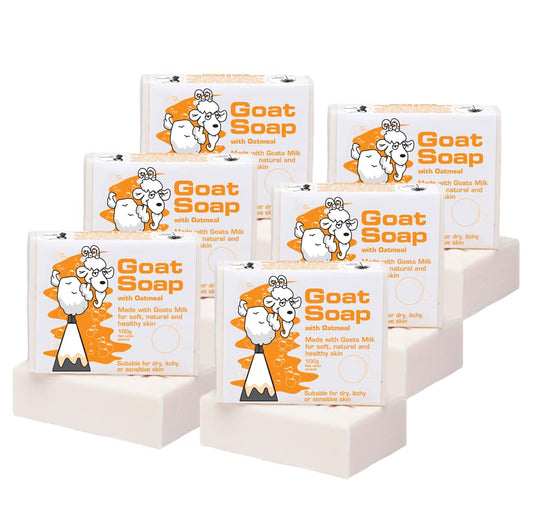 Goat Soap Value Six Packs - for Soft, Natural and Healthy Skin, Milk Body Soap Bar - 6 x 100g (3.5oz) Bars - Oatmeal