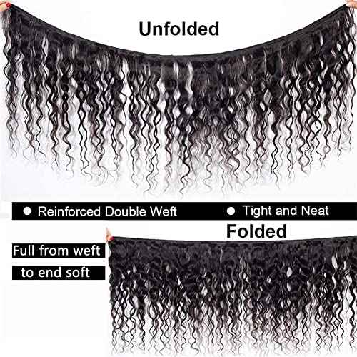 Water Wave Human Hair 4 Bundles (12 14 16 18 Inch) Brazilian Virgin Water Curly Bundles 100% Unprocessed Human Hair Weave Remy Hair Weft for Black Women Natural Color
