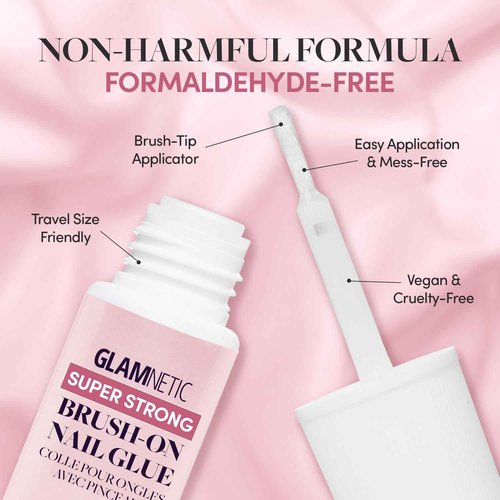 Glamnetic Press On Nails & Brush On Nail Glue Bundle - Goal Digger | Glossy, Semi-Transparent, Short Round Nails, Reusable | Super Strong Nail Glue | Mess-Free, Durable & Long-Lasting