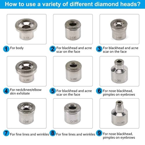 Diamond Dermabrasion Head Microdermabrasion Exfoliator Home Facial Dermabrasion Tool Dermabrasion Replacements 9Tips