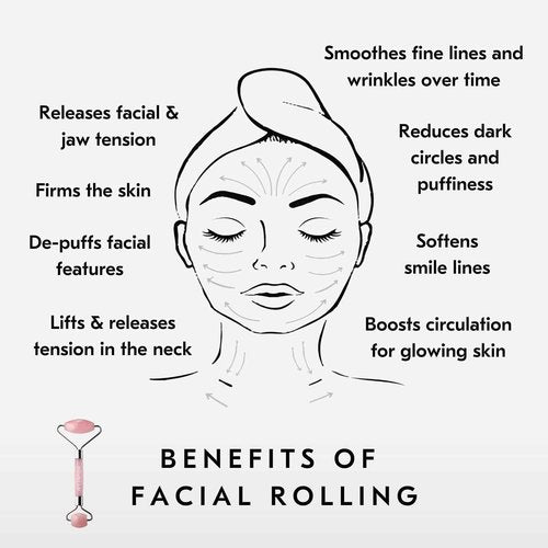 Mount Lai De-Puffing Rose Quartz Facial Roller – The Stone of Love, Certified Rose Quartz Face Roller for Anti-Aging, Soothing & Radiant Skin, Facial Massager Tool for Self-Care Ritual