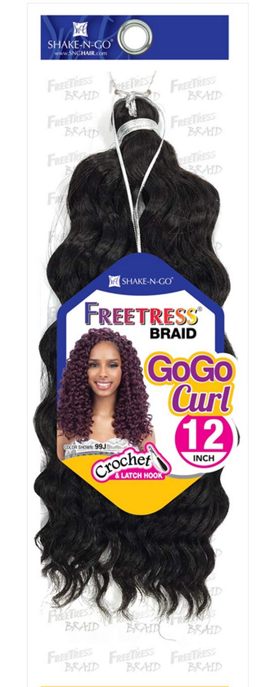 FreeTress Synthetic Hair Crochet Braids GoGo Curl 12" (4-Pack, 1B)