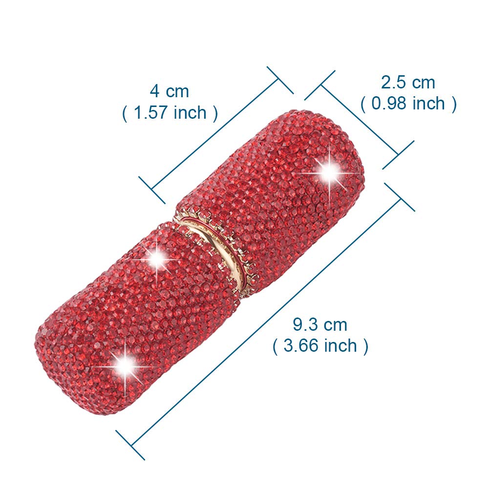 XhuangTech Bling Make Up Brush Crystal Makeup Travel Brushes Blusher Rhinestone Cover Foundation Highlight Blush Cosmetic Tools (Red)