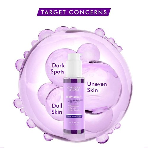 Conscious Chemist® Niacinamide Face Wash | 100ml | Pore Refining Brightening Cleanser for Women & Men with BlueBerry & AcaiBerry Extracts, Bright Clear Skin, Cruelty Free, All Skin Type - Berry Bright