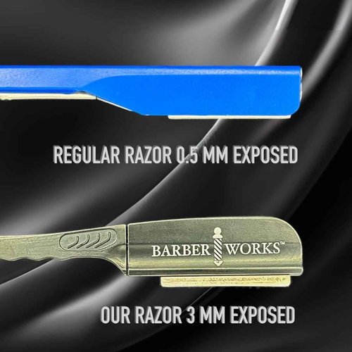 Professional Razor Holder – Ultra 3mm Exposed straight razor holder, short and long blades capable safe clip system (Red)