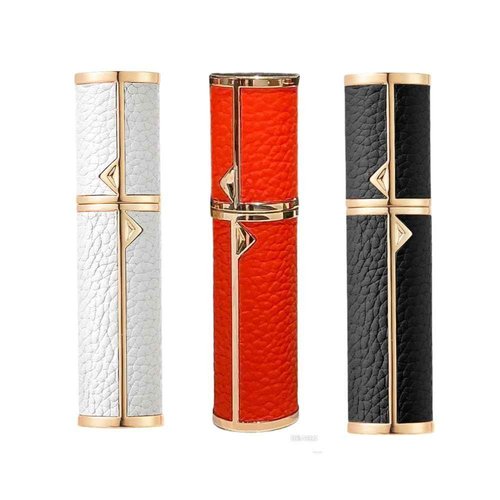 Full-Grain Leather Perfume Atomizer Set | 5ml Leak-Proof Portable Spray Bottles | Premium Makeup Perfume Storage Essential, Mini Travel Spray Bottle Refillable for Women Men, 3PCS