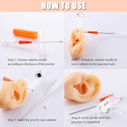 WZPB Catheter Piercing Needles - 50 Pcs 14G, 16G, 18G, 20G, 22G IV Catheter Piercing Needles for Ear Nose Lip Tongue Belly Navel Nipple Cartilage Piercing Kit