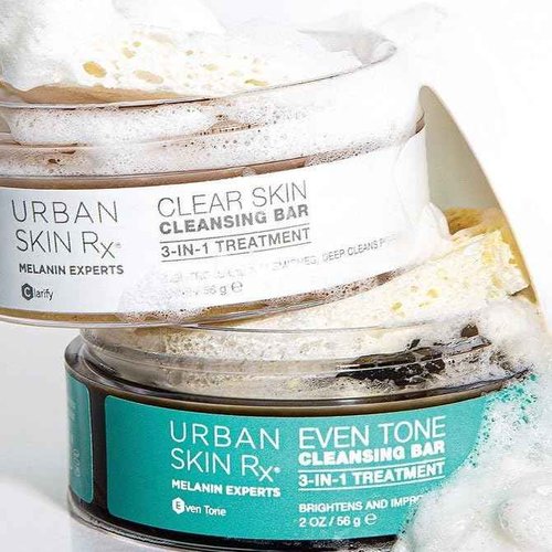 Urban Skin Rx 2-Pack Even Tone & Clear Skin Cleansing Bar Duo | Helps Diminish Look of Dark Spots & Blemishes, Removes Excess Oil, 3-in-1 Daily Cleanser, Exfoliant & Mask Includes (2) 2.0 Oz Bars