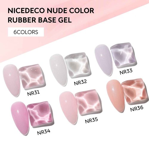 Nicedeco Builder Nail Gel 15ML 7 in 1 Clear Builder Base, 6 Pcs Rubber Base Gel Polish for Nails