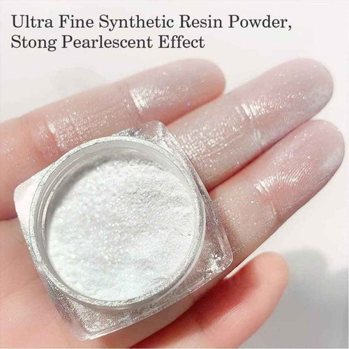 GZMAYUEN White Pearl Chrome Nail Powder, Mirror Effect Pearlescent Chrome Pigment Powder for Nails, Ice Aurora Nail Powder 3Pcs