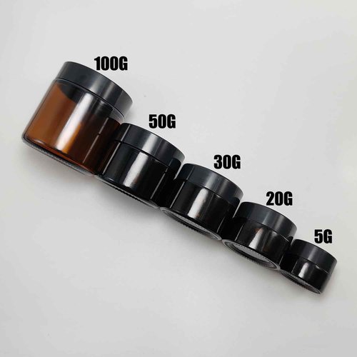 4pcs 1oz 30ml Empty Amber Glass Jar Cream Travel Size Lotion Jars Cosmetic Containers Dispensers with Plastic Black Lid