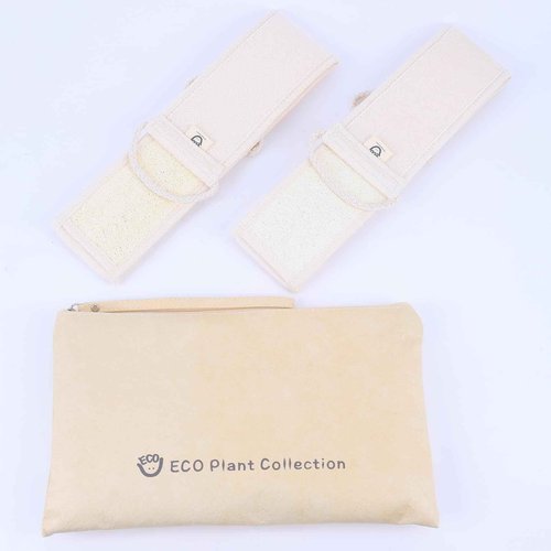 ECO Plant Collection Natural Loofah Bath-Sponge-2 Count, Exfoliating Body Scrubber for Women and Men,Exfoliate & Soothe Face & Body, Back Scrubber for Shower. Biodegradable Fashion Storage Bag