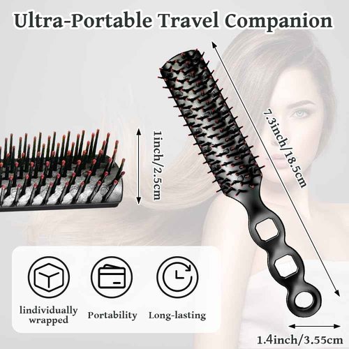 Bulk Hair Brushes 100 PCS Individually Wrapped Hair Brush Bulk, Disposable Hair Brushes Homeless Supplies Bulk Suitable for Charity Donation,Hotel,Shelter,Home(Black)