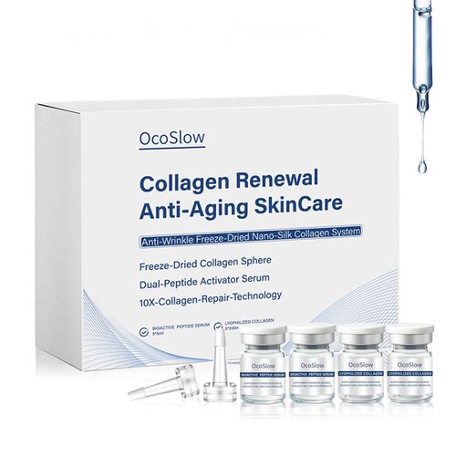 Freeze Dried Collagen for Face, Anti-Wrinkle Freeze Dried Nano Silk Collagen, Stem Cell Serum, Instant Face and Eye Lift (1set)