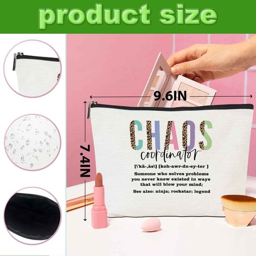4pcs Chaos Coordinator Makeup Bag Chaos Coordinator Gifts for Women Cosmetic Bag, Thank You Gifts for Women Her Moms Manager Colleagues Retirement Boss Gift, Makeup Pouch Zipper Bags