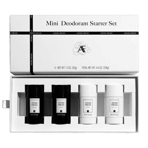 Atom Fresh Mini Deodorant Travel Size for Women - 4 Pack (4.4 oz Total), Aluminum & Baking Soda Free, 72 Hour Odor Protection with Amino Acids - 4 Scents