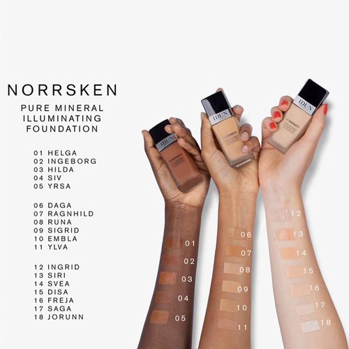 IDUN Minerals Liquid Norrsken Foundation - Silky Smooth Coverage - Luminous, Dewy Finish for Dry and Dull Skin - Water Resistant and Vegan Makeup - 206 Freja - Warm Light - 1.01 oz (Pack of 2)
