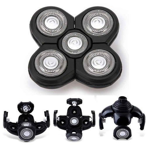 4PCS Shaver Replacement Blades for Head Shaver, 5 Blades Shaver Heads for Bald Men, Head and Face Electric Razor Shaver Heads, 2 Cleaning Brush
