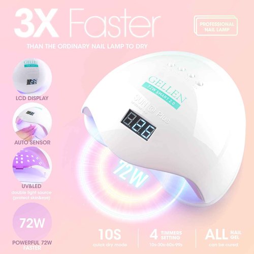 Gellen Gel Nail Polish Kit with Nail Light 72W Nail Dryer, 12 Gel Nail Polish Colors, No Wipe Top Base Coat, Nail Art Decorations, Manicure Tools, All-In-One Manicure Kit, Macaron Candy