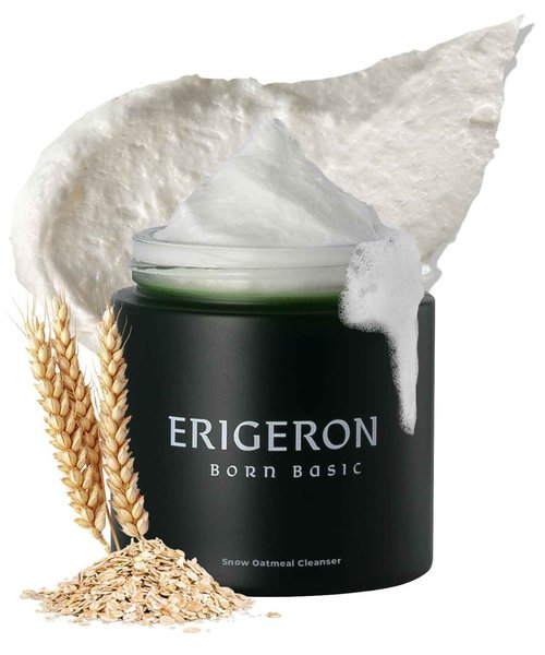 ERIGERON Snow Oatmeal Facial Cleansing Balm Cleanser, Rice Water, Greek Yogurt Cleanser, Black Soybeans, Green Tea, Face Mask, Face Scrubber, Blackhead Remover, Korean Skin Care (3.38 fl.oz.)