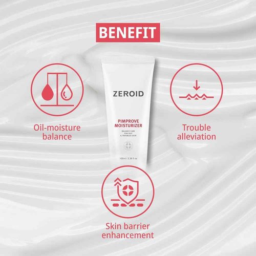 ZEROID | Pimprove Moisturizer Cream | Hyaluronic Acid Moisturizer Face Cream | Korean Face Lotion for Women and Men | Korean Skin Care | Skin Barrier Moisturizing Facial Care | 3.38 fl oz (100ml)