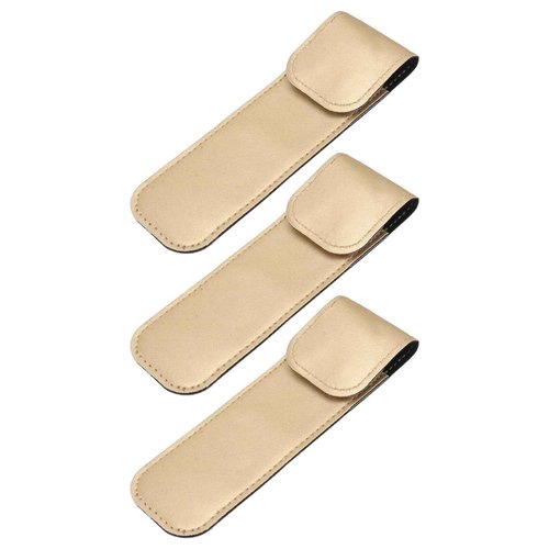 3pcs Protective Case Eyelash for False Lashes Lash Kit Leather Kit Pu Leather Covers Eyelash Grafting Tweezer Cover Pu Sleeve Golden