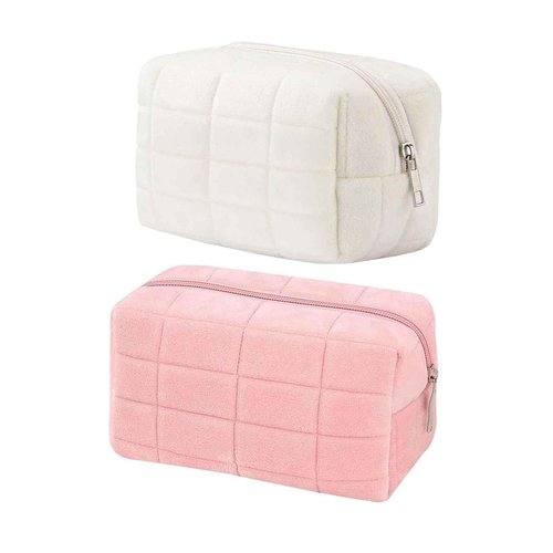 HABUAETY 2PCS Makeup Bag Small Cosmetic Pouch for Purse Women Girls Y2k Checkered Make Up Bags