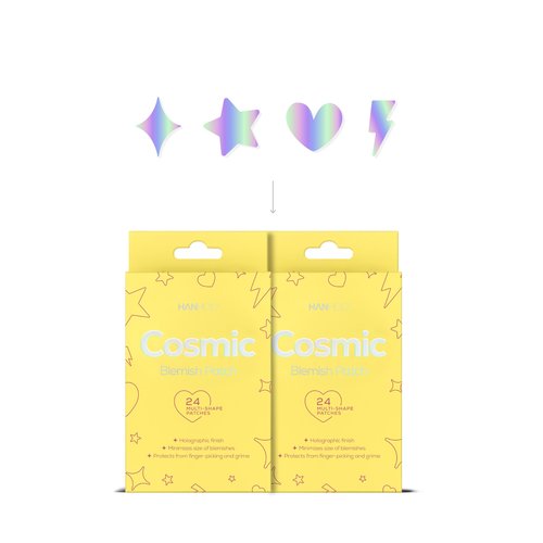Hanhoo Cosmic Blemish Patch, 48 Count Holographic Pimple Patches, Multi-shaped Zit Stickers, Reduces Size of Blemishes, Acne Spot Treatment, Gentle Blemish Care, Korean Skincare 2 Pack