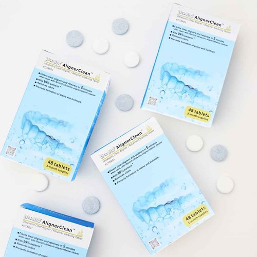 iSonic AlignerClean™ CTAR01x4, Ultrasonic Cleaning Tablet for daily cleaning of aligners/retainers, dental appliances, night guards, cpap components. 48 Tablets x4 pack