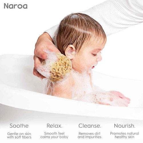 NAROA Natural Baby Bath Sponge in Gift Box | Premium Soft Wool Sea Sponge for Babies | Newborn Bath Time Essentials | Sustainable & Plastic Free (2 Pack)
