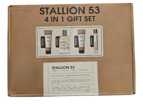 Stallion 53 Eau de Parfum Gift Set, 4-in-1 with Facial Cleanser and Shower Gel, 3.4 fl oz, Woody Fragrance