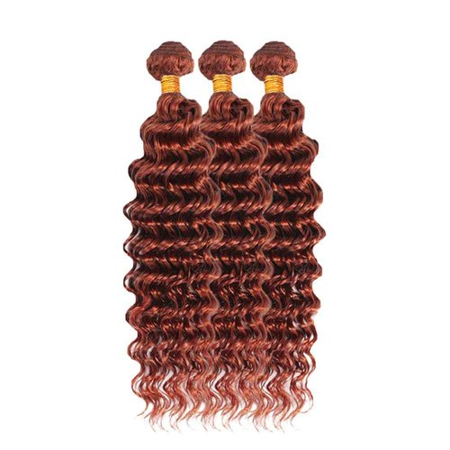 #33 Reddish Brown Bundles Human Hair Deep Wave 3 Bundles 14 16 18 Inch Unprocessed Brazilian Virgin Remy Copper Red Deep Wave Bundle Human Hair Extensions For Black Women