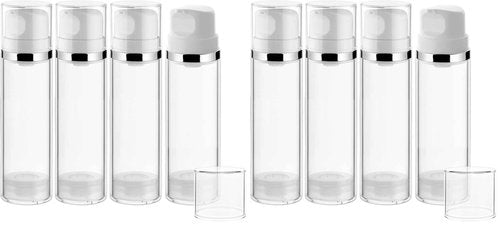 4 Pcs 150ml/5oz Airless Pump Jar Refillable Vacuum Pump Dispenser Bottles Travel Cosmetic Containers for Lotion Essence Shampoo Toiletries (Pack of 2)