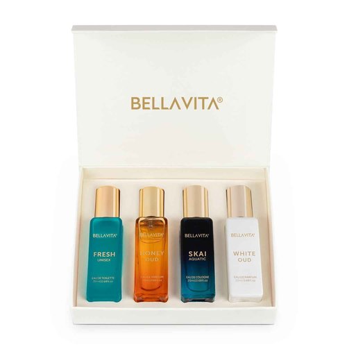 BellaVita Luxury Perfume Combo Set | Men's & Women's Cologne Gift Set | Includes Honey Oud, Skai, Fresh, White Oud + Oud Gold, Ocean, B.L.U & CEO Intense | Perfect Unisex Fragrance Gift - 8x20ML