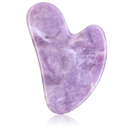 Gua Sha Facial Tools Guasha Tool Gua Sha Jade Stone for Face Skincare Facial Body Acupuncture Relieve Muscle Tensions Reduce Puffiness Festive Gifts (Light Purple)