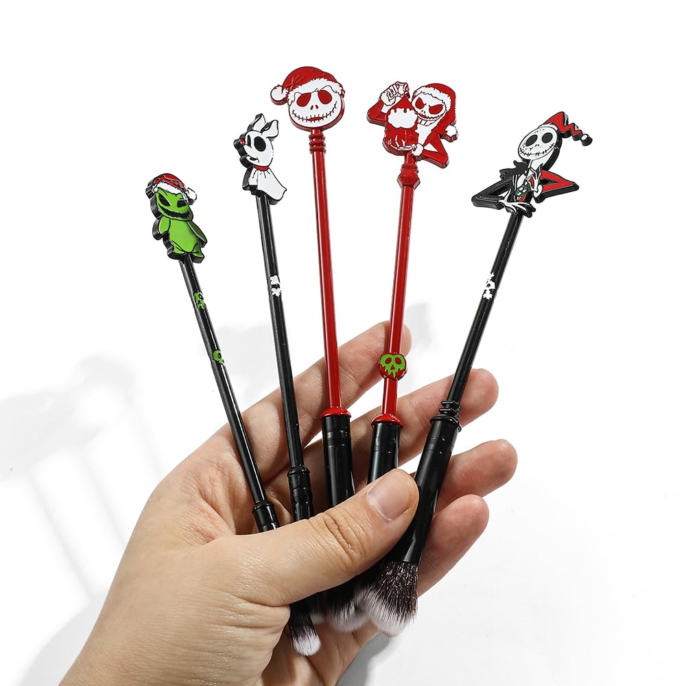 6pcs The Nightmare Before Christmas Makeup Brushes Corpse Bride Anime Makeup Brush Set Jack Skellington Eyeshadow Brushes Halloween Make Up Kit