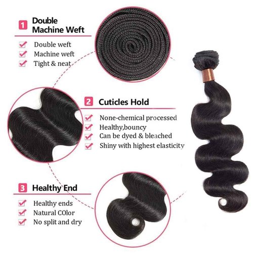 BLACKMOON HAIR Indian Virgin Hair Body Wave Human Hair Bundle 100% Unprocessed Human Virgin Hair One Bundle 22 inch 100g Natural Black Color