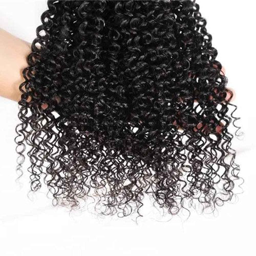 Ladiaryf Kinky Curly Human Hair Bundles Long Brazilian Virgin Curly Weave Bundles Human Hair 100% Unprocessed Double Weft Natural Black Color Can Be Dyed 100g 20 Inch