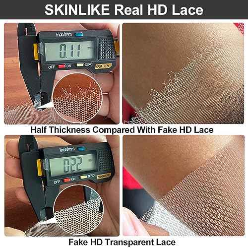 SKINLIKE Real HD Lace Frontal Human Hair Pre Plucked Natural Hairline Invisible Closure Ultra Thin Swiss HD Lace Bleach Knots Closure Human Hair with Baby Hair (5x5 Hd Straight, 14 inch)