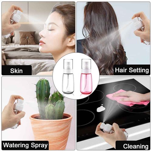 2 Pack Fine Mist Spray Bottles TSA Approved 2oz Travel Size Refillable Cosmetic Leak Proof Spray Bottle for Hair Perfumes Skincare Water Face Sprayer
