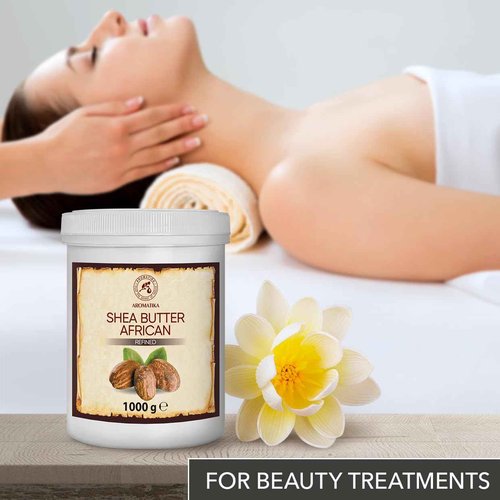 AROMATIKA Shea Butter Refined 35.3 Oz (1000g) - 100% Pure Shea Butter for Body Care - Hair - Face - Body Butter - Butyrospermum Parkii