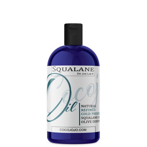 Dr Joe Lab Squalane Oil Pure Plant Derived Refined Cold Pressed Squalene From Olives Vegan Undiluted Bulk Carrier Oil for Face Skin Hair Body Cosmetics Natural Cleanser Moisturizer (16 oz)