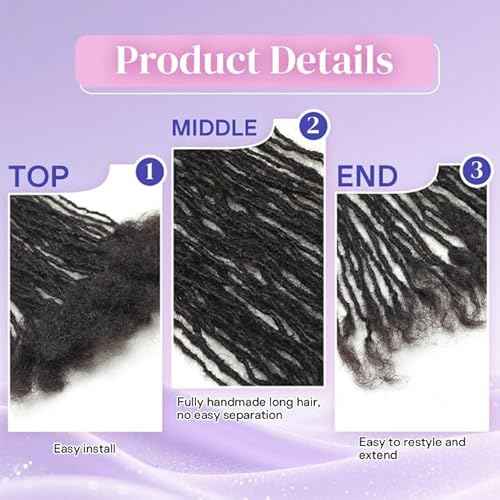 Sisterlocks Locs Extesnions Human Hair 0.2cm Thickness Micro Locs Curly Tips, Full Handmade Interlocking Permanent Soft Dreadlock Extensions (Black 1b# 0.2cm, 12 Inch 30 Strands)