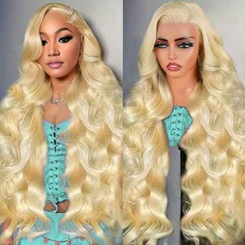 613 13x6 Lace Front Wig Human Hair 200 Density Blonde Wig Human Hair Body Wave Lace Front Wigs Human Hair Pre Plucked 613 HD Lace Frontal Wigs 28 Inch