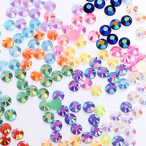 RODAKY 24000pcs Mix Color Pearls Rhinestones for Craft 3/4/5/6mm Flatback Round Jelly Rhinestone Bedazzling Non Hotfix Crystal Gems Beads for for DIY Nails Clothes Tumblers Face Makeup Manicure