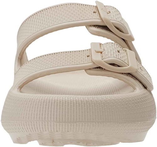 WHITIN Pillow Slippers for Women Men Pillow Bathroom Adjustable Double Buckle Thick Sole EVA Soft House Slides Quick Drying Spa Beach Pool Shower Slippers Khaki