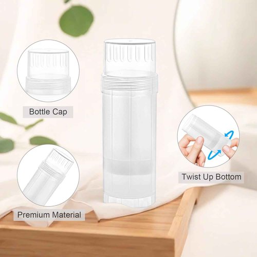 Mirrline 12 Pcs 60ml/2oz Empty Deodorant Containers Twist Up Plastic Deodorant Holder Tube for Lipstick Crayon Chapstick Sunscreen Bar - Translucent